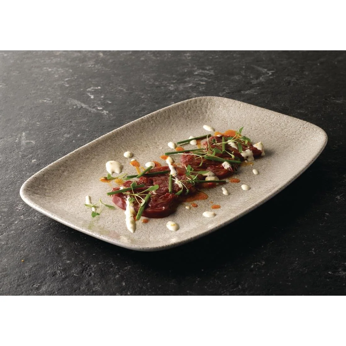 Churchill Raku Oblong Chef Plates Agate Grey 157 x 237mm (12 Pack) - Image 2