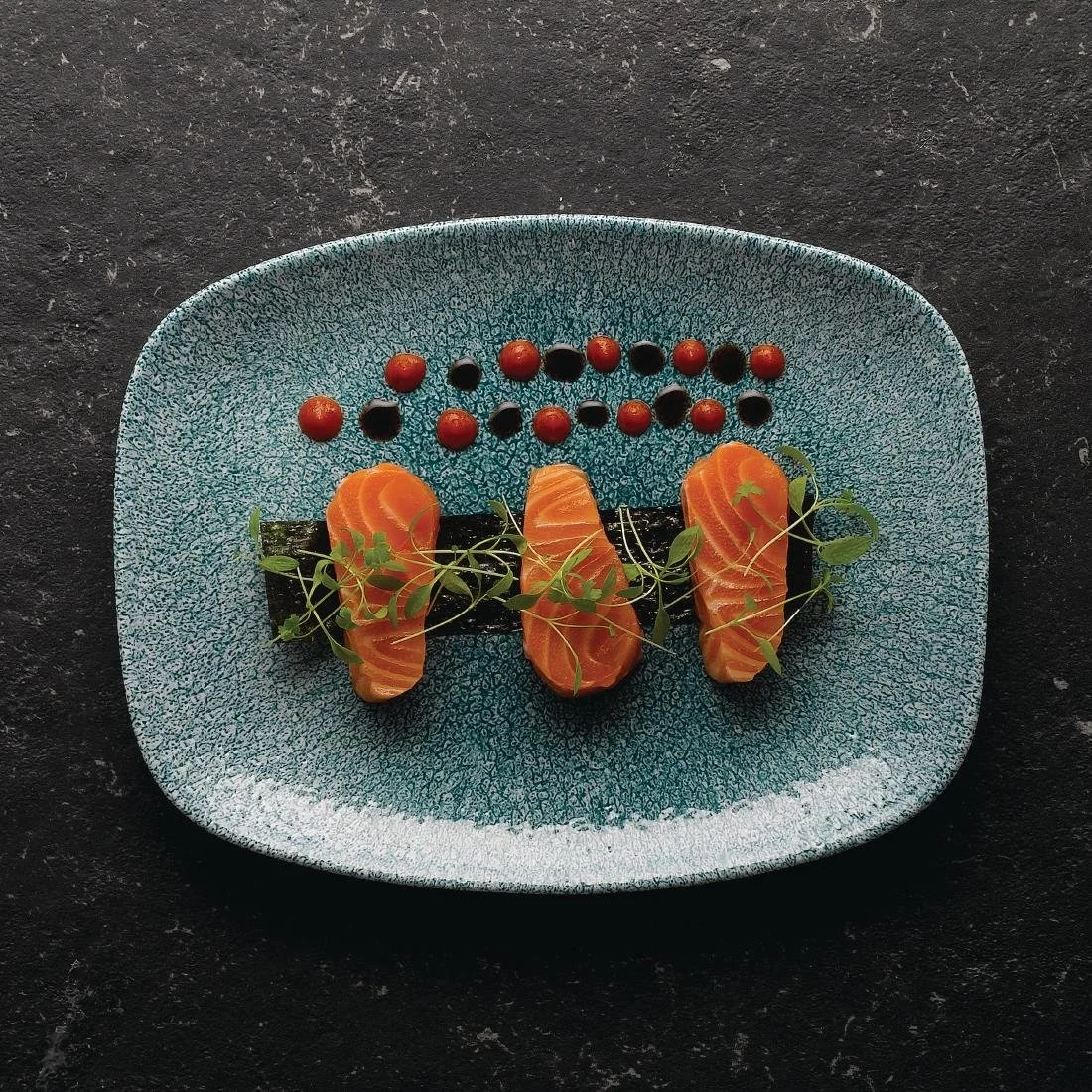 Churchill Raku Oblong Chef Plates Jade Green 157 x 237mm (12 Pack) - Image 4