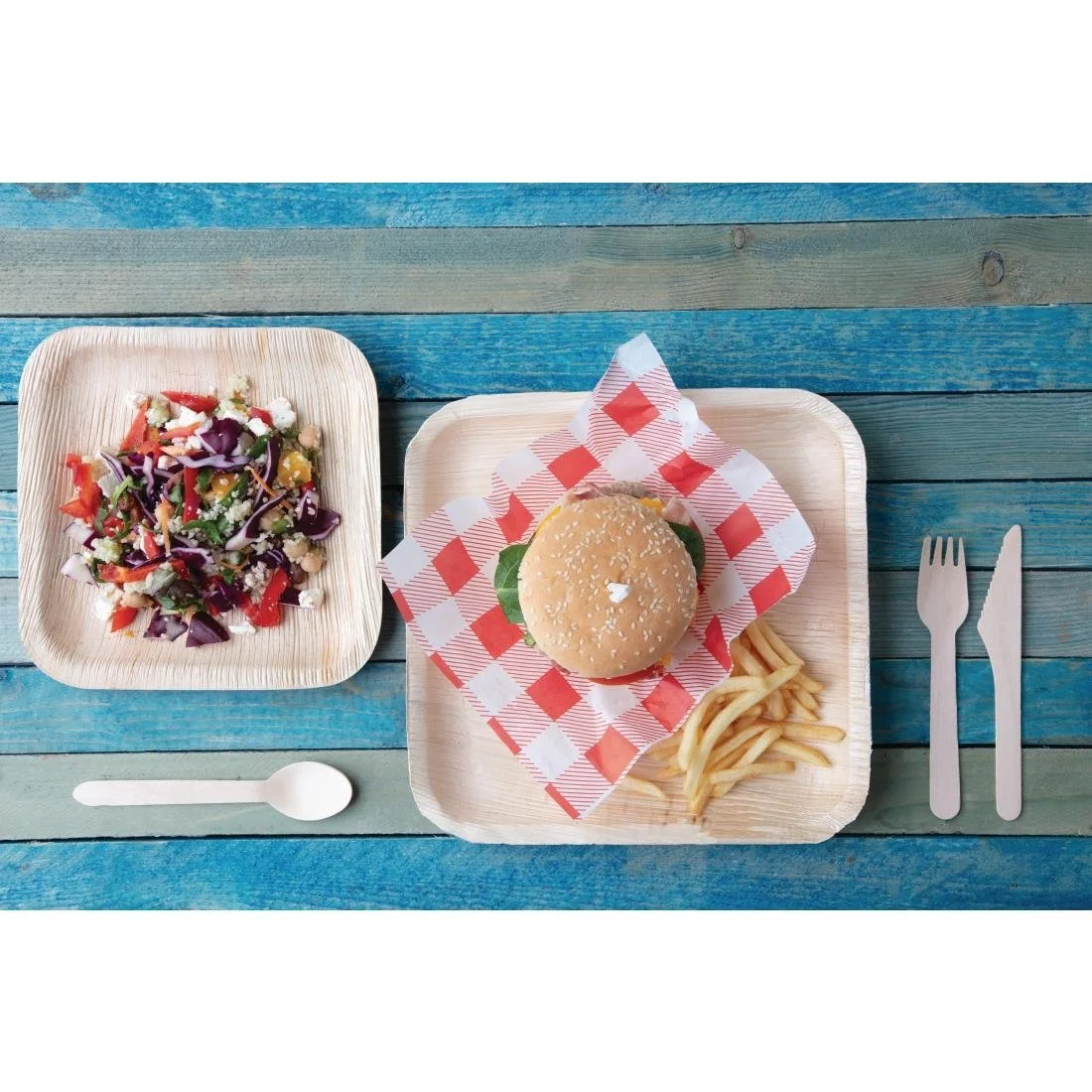 Fiesta Compostable Palm Leaf Plates Square 250mm (100 Pack) - Image 2