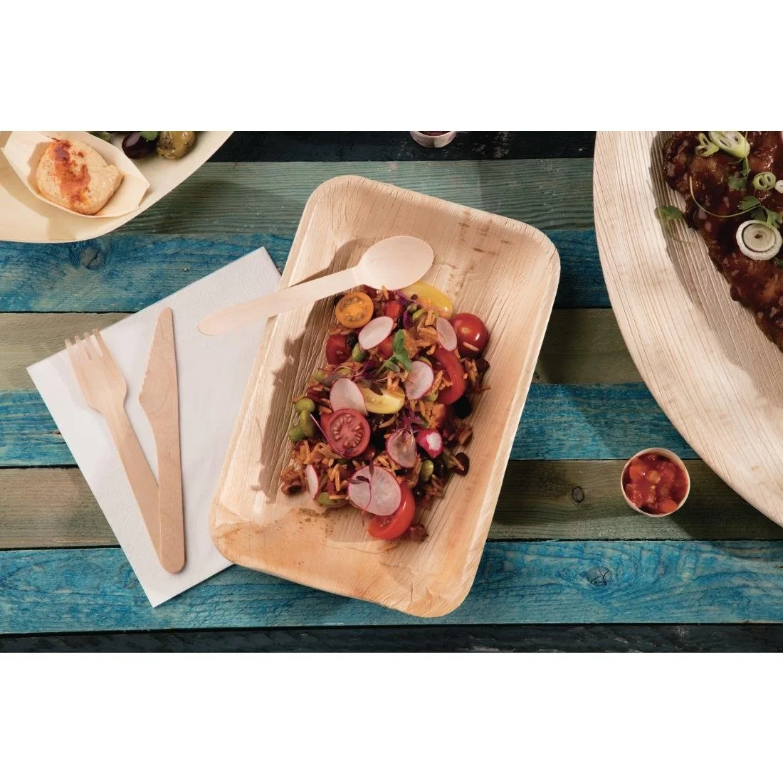 Fiesta Compostable Deep Palm Leaf Plates Rectangular 250mm (100 Pack) - Image 10