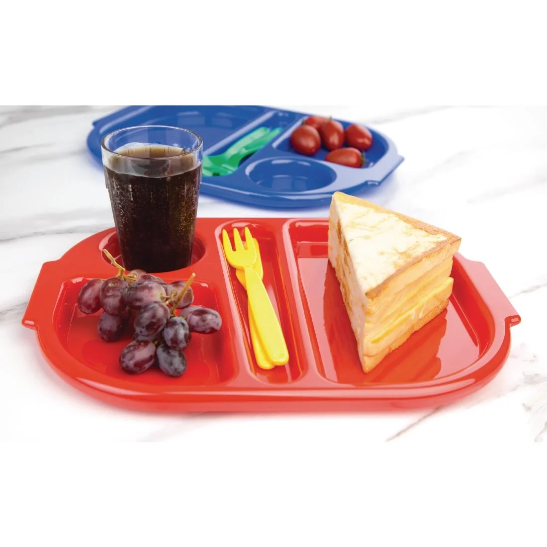 Kristallon Plastic Food Compartment Tray Small Red - Image 4