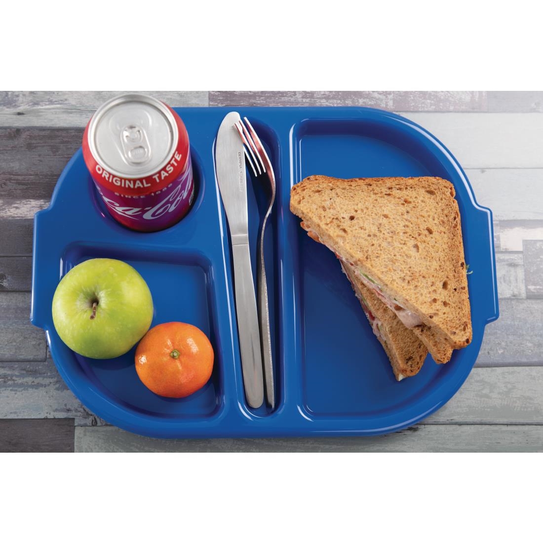 Kristallon Plastic Food Compartment Tray Small Blue