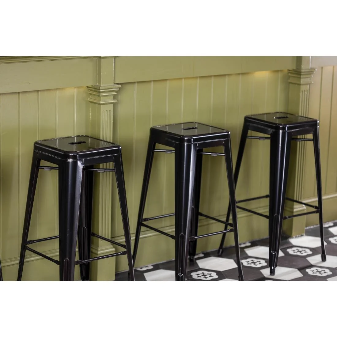 Bolero Bistro Steel High Stool Black (Pack of 4) - Image 7