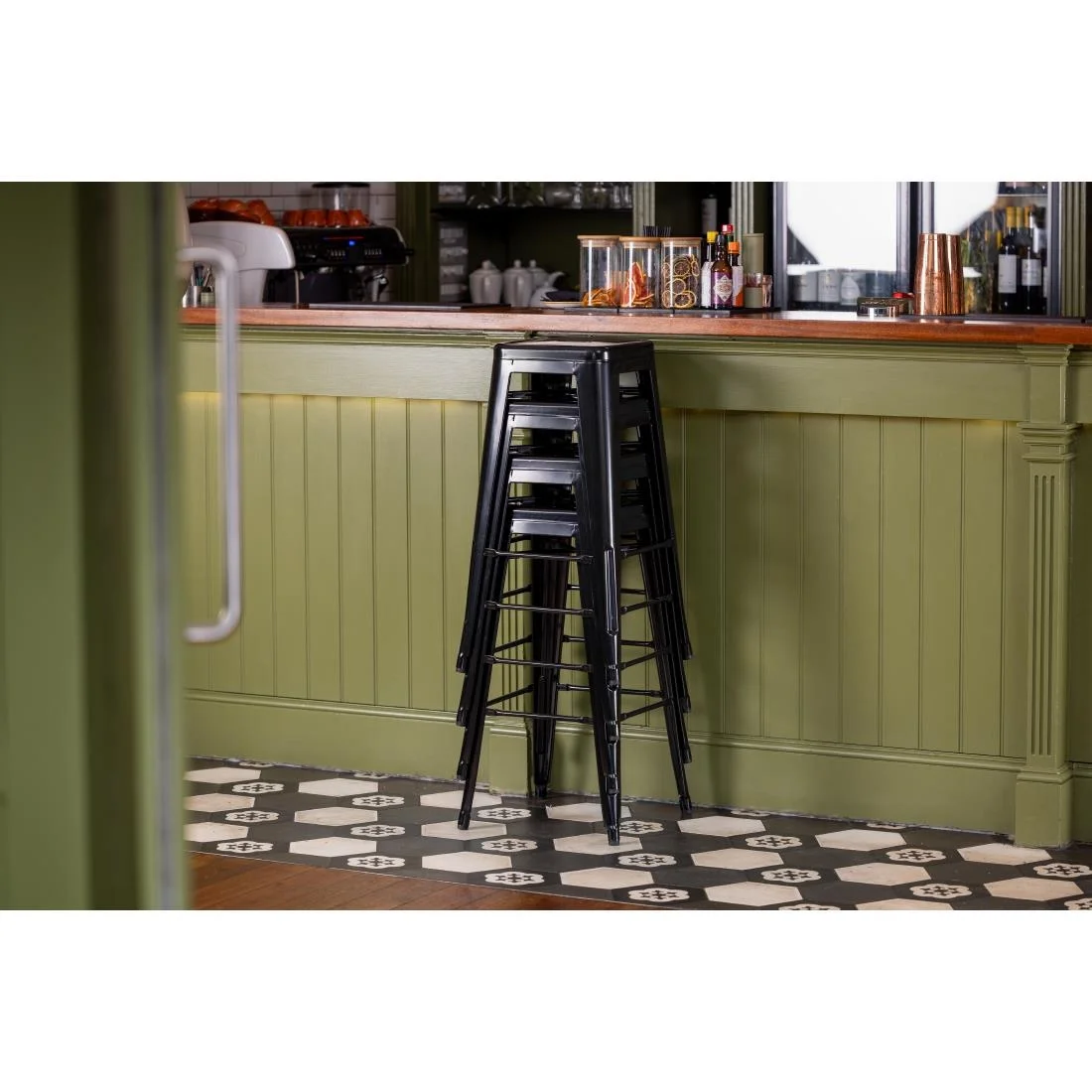 Bolero Bistro Steel High Stool Black (Pack of 4) - Image 8