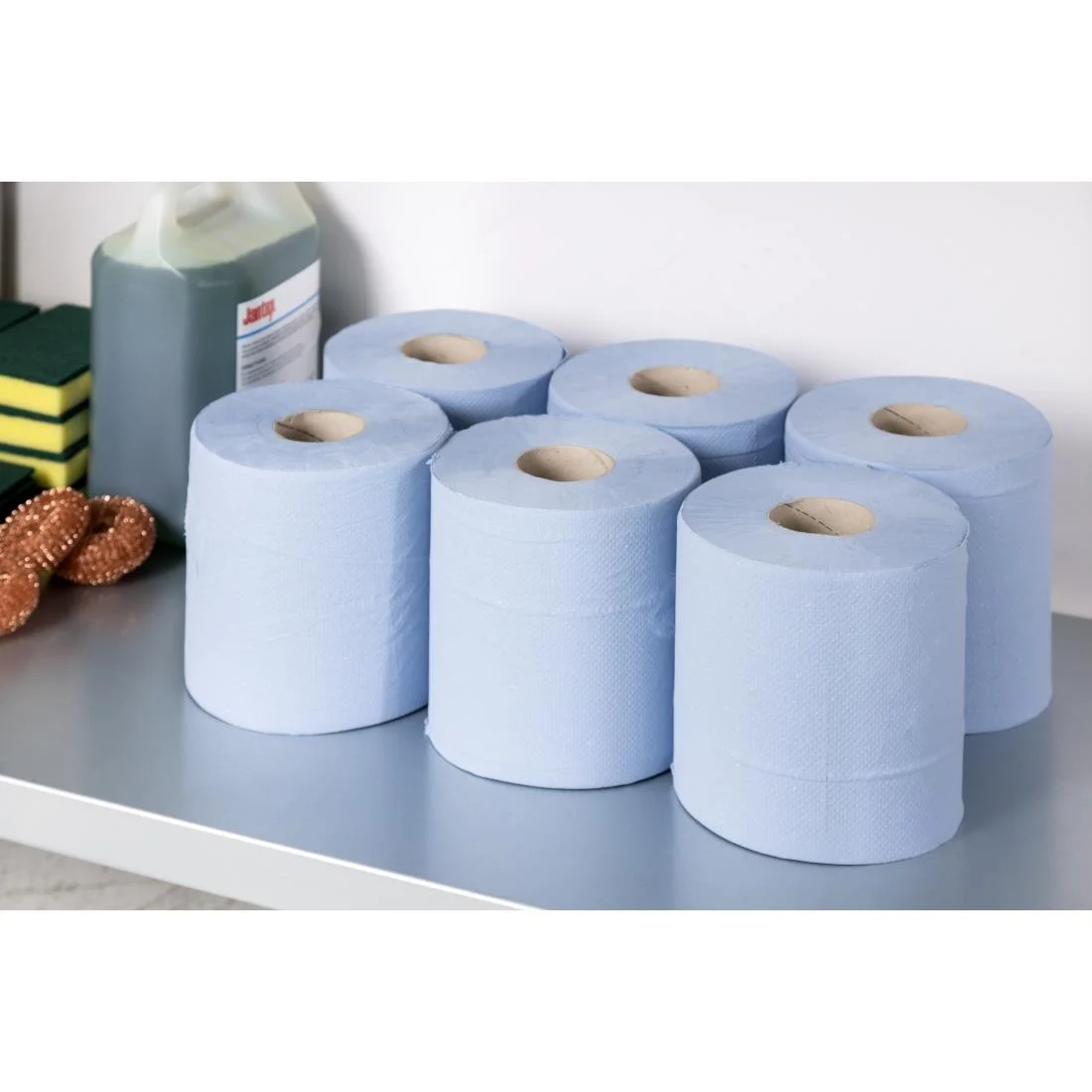 Jantex Centrefeed Blue Roll 2ply, 480 Sheet Count, 120m (Pack Of 6) - Image 13