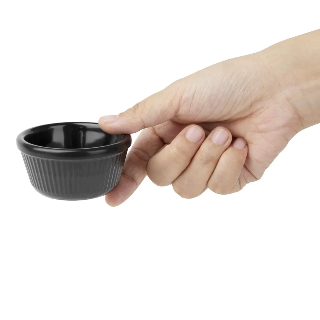 Kristallon Melamine Fluted Ramekins Black 70mm - Image 5