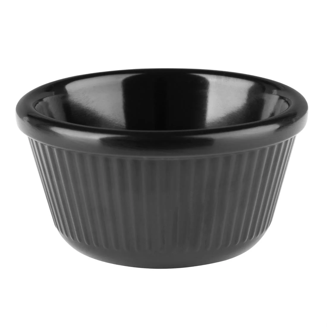 Kristallon Melamine Fluted Ramekins Black 76mm