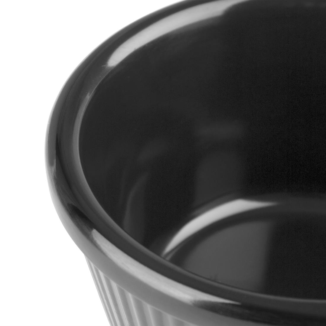 Kristallon Melamine Fluted Ramekins Black 76mm