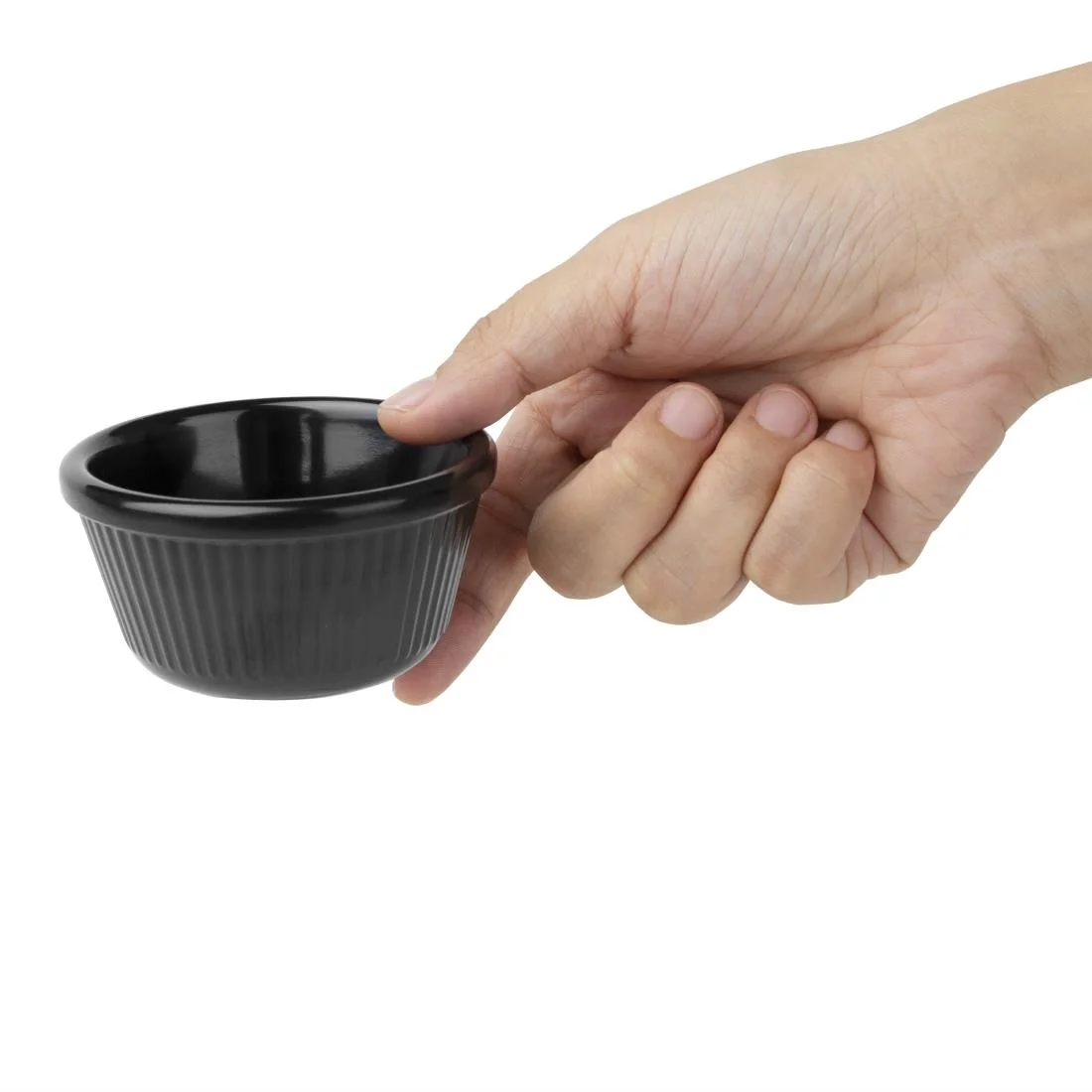 Kristallon Melamine Fluted Ramekins Black 76mm - Image 5