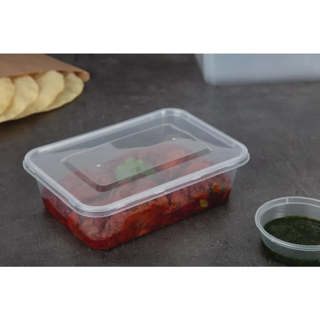 Fiesta Recyclable Plastic Microwavable Containers with Lid Medium 650ml (Pack of 250) - Image 2