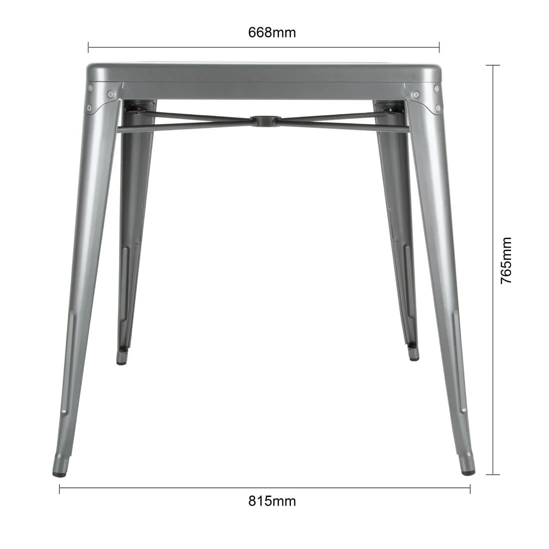 Bolero Bistro Square Steel Table Gun Metal 668mm - Image 6