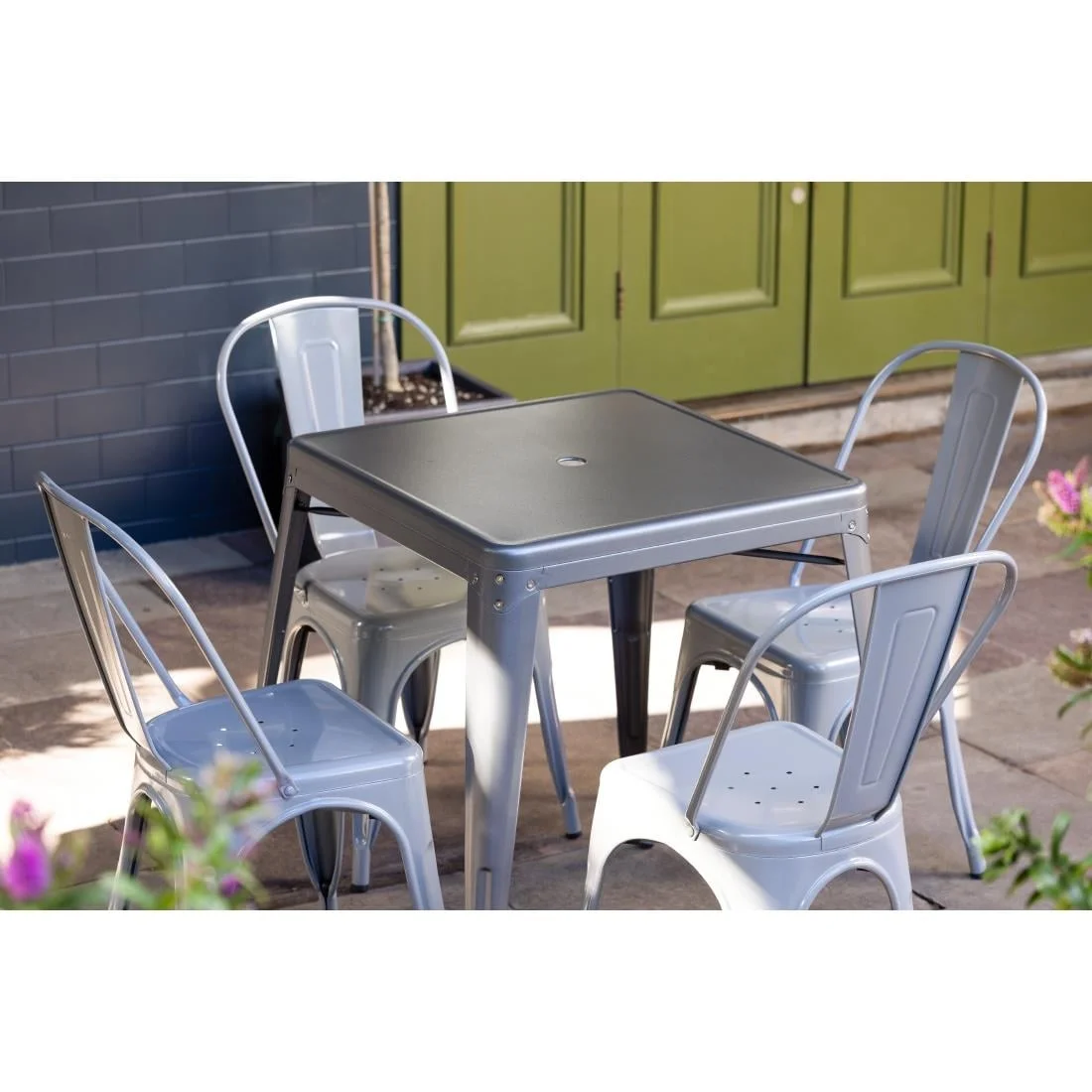 Bolero Bistro Square Steel Table Gun Metal 668mm - Image 8
