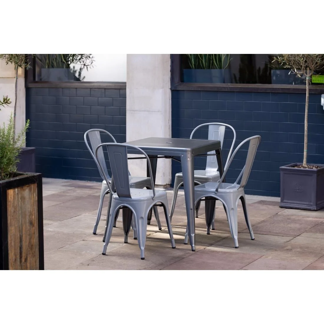 Bolero Bistro Square Steel Table Gun Metal 668mm - Image 9