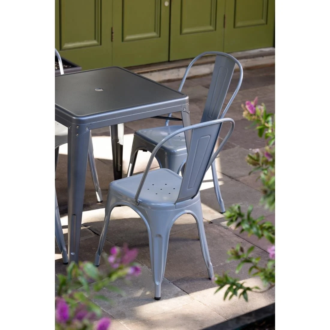 Bolero Bistro Square Steel Table Gun Metal 668mm - Image 10