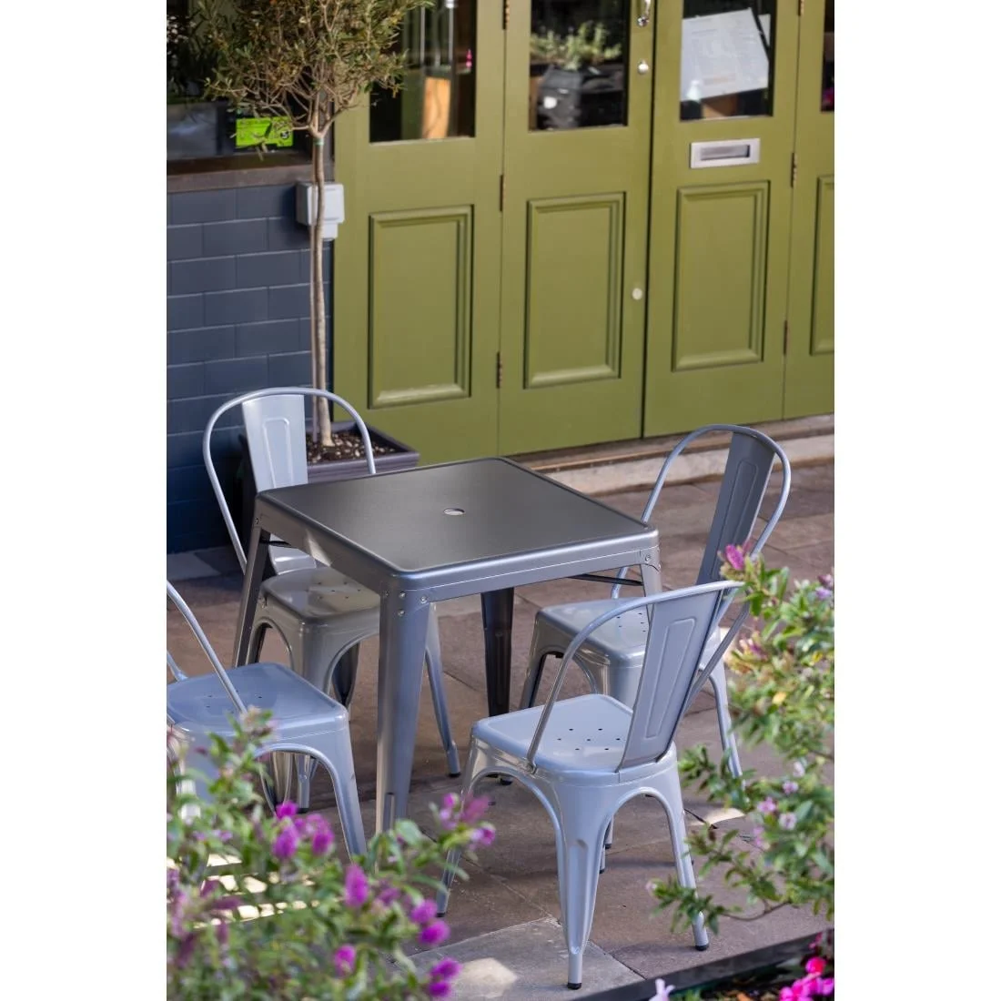 Bolero Bistro Square Steel Table Gun Metal 668mm - Image 7