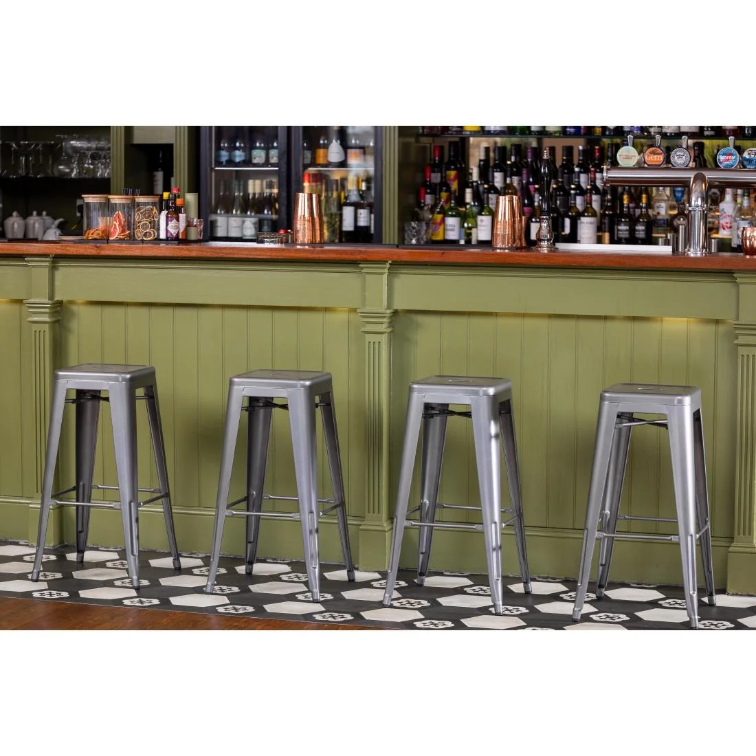 Bolero Bistro Steel High Stool Gun Metal (Pack of 4) - Image 2