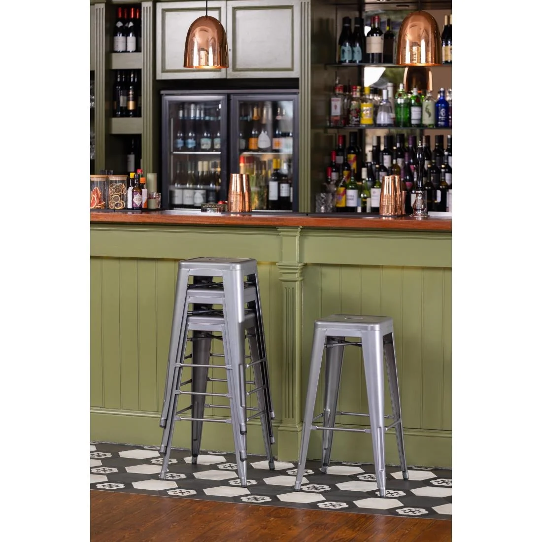 Bolero Bistro Steel High Stool Gun Metal (Pack of 4) - Image 3