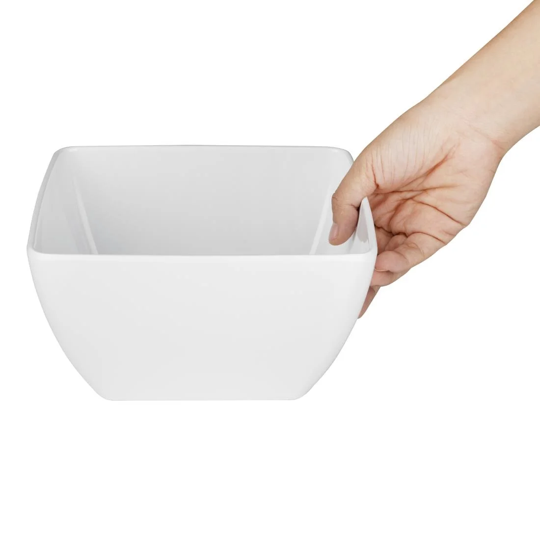 Curved White Melamine Bowl 8in - Image 5
