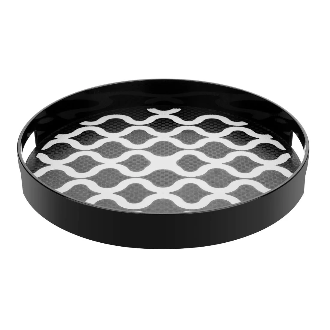 Olympia Kristallon PC Round Non Slip Tray with Handles 300mm - Image 1