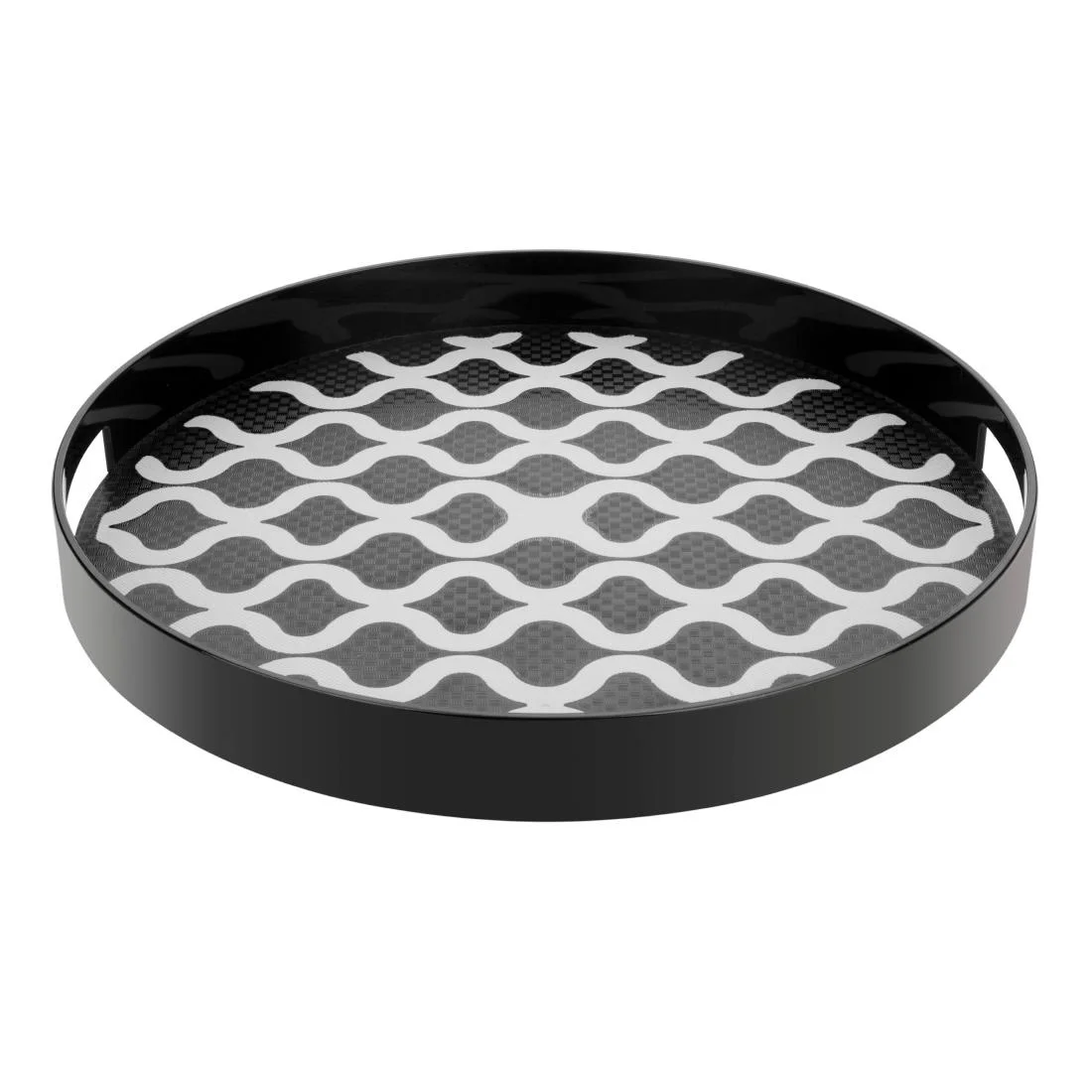 Olympia Kristallon PC Round Non Slip Tray With Handles 355mm - Image 1