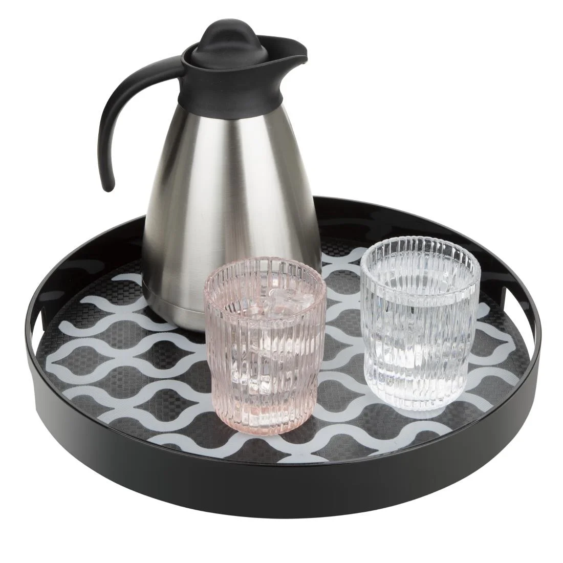 Olympia Kristallon PC Round Non Slip Tray With Handles 355mm - Image 6
