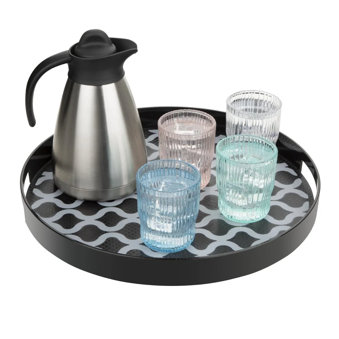 Olympia Kristallon PC Round Non Slip Tray With Handles 405mm - Image 6