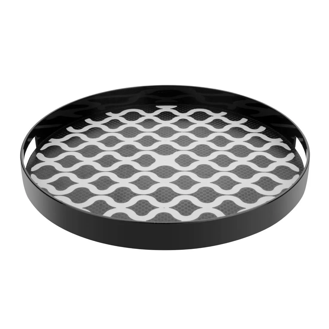 Olympia Kristallon PC Round Non Slip Tray With Handles 405mm - Image 1