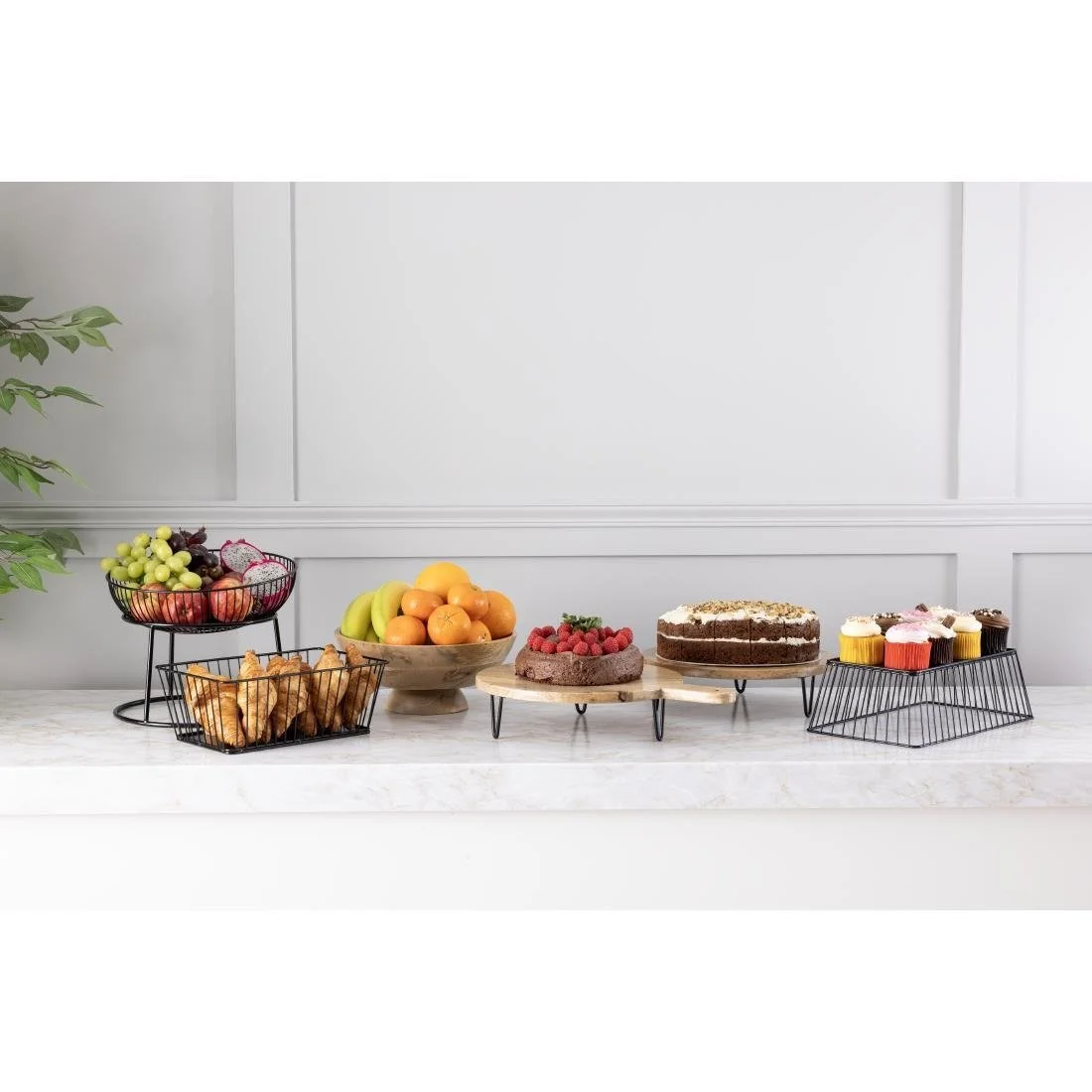 Olympia Wire Food Display Tray Rectangular Black 330x190x100mm - Image 4