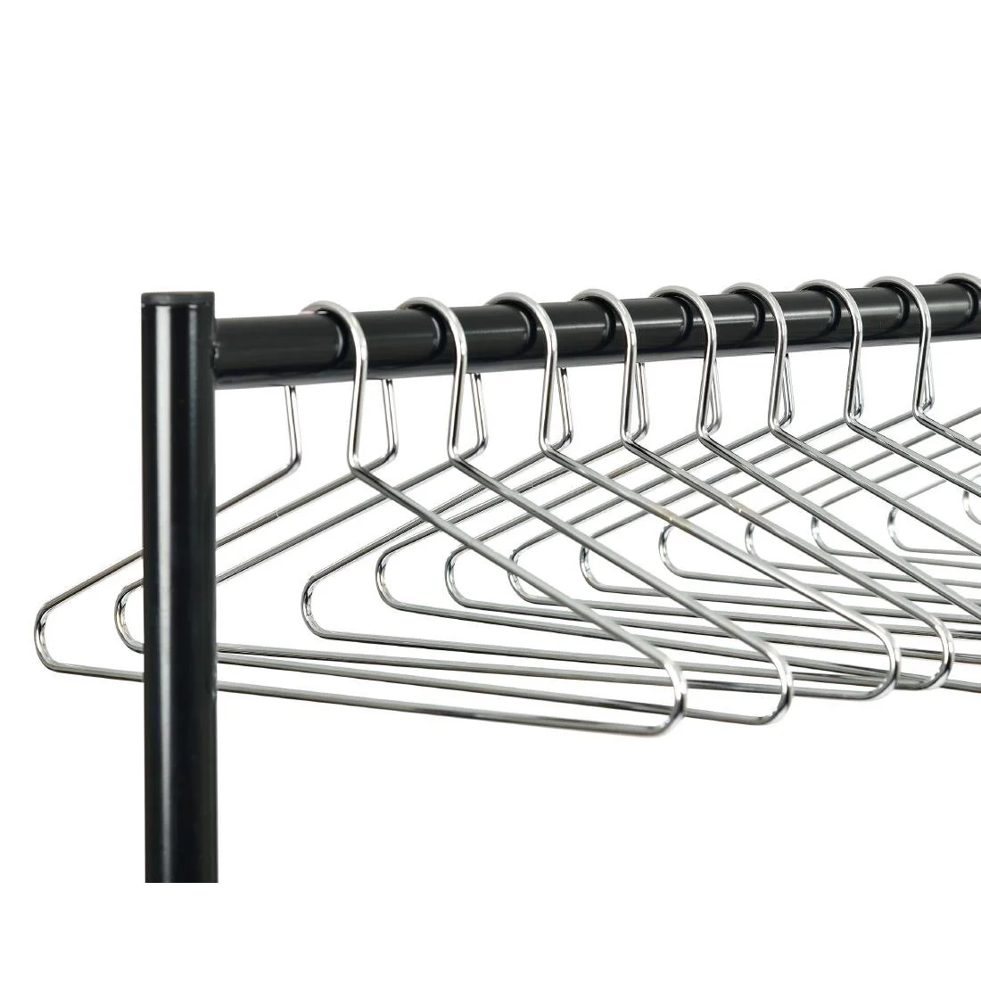 Black and Chrome Garment Rail with 25 Captive Steel Hangers - Image 4
