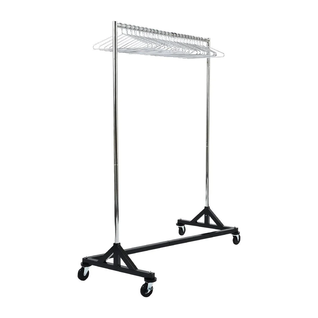 Black and Chrome Garment Rail with 25 Captive Steel Hangers - Image 1