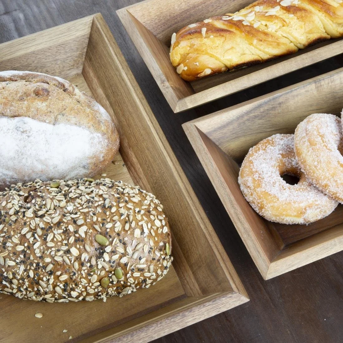 Olympia Acacia Rectangular Tray 380x355mm - Image 5