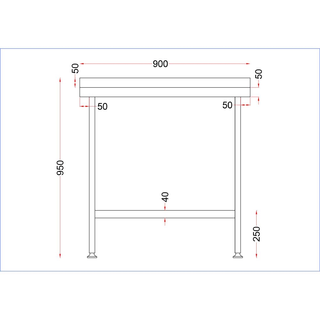 Holmes Stainless Steel Wall Table with Upstand 900mm