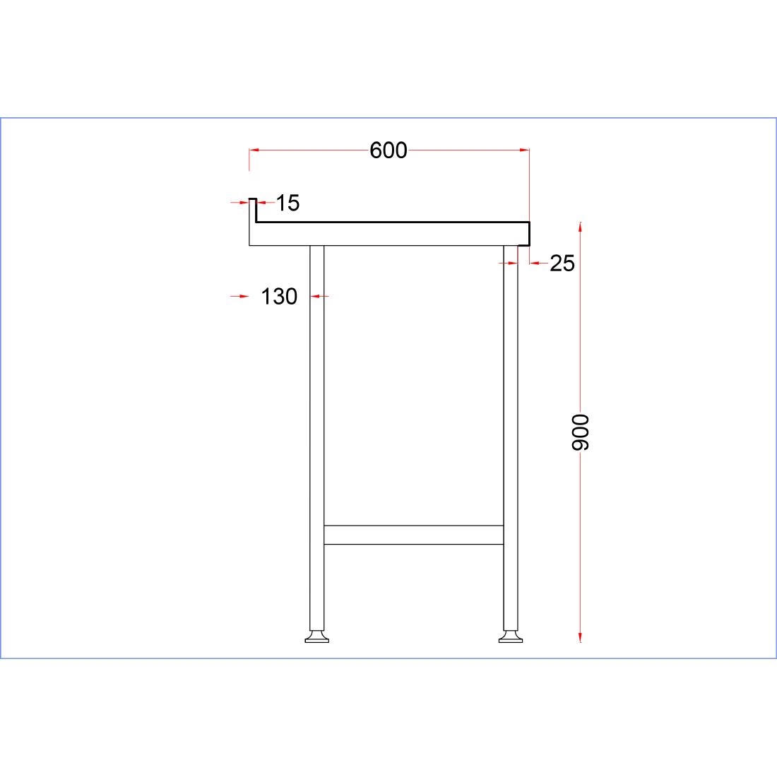 Holmes Stainless Steel Wall Table with Upstand 900mm