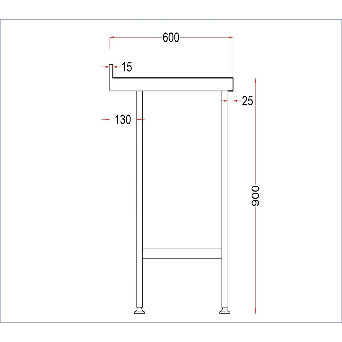 Holmes Stainless Steel Wall Table with Upstand 1500mm