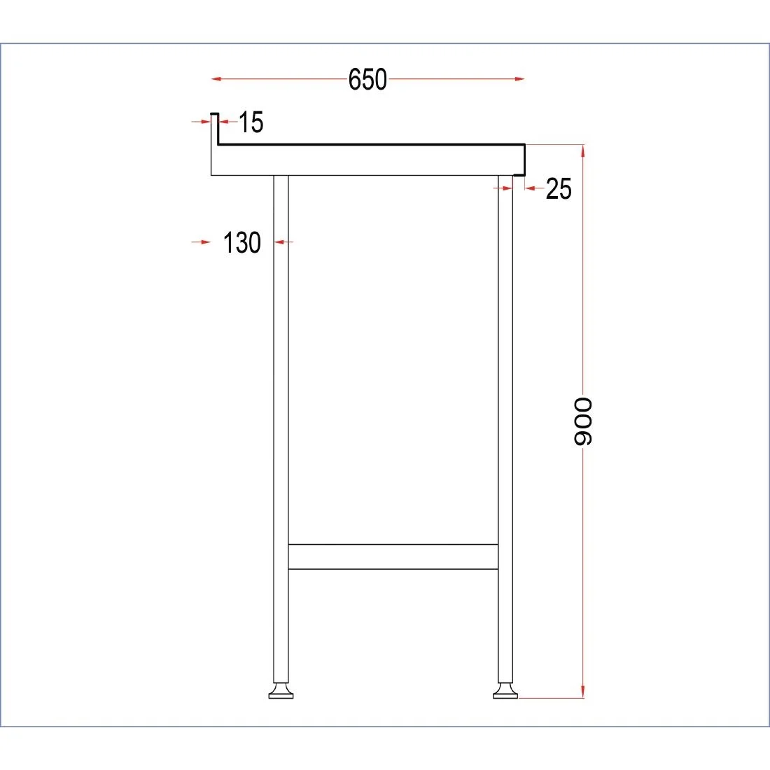 Holmes Stainless Steel Wall Table with Upstand 1200mm - Image 6