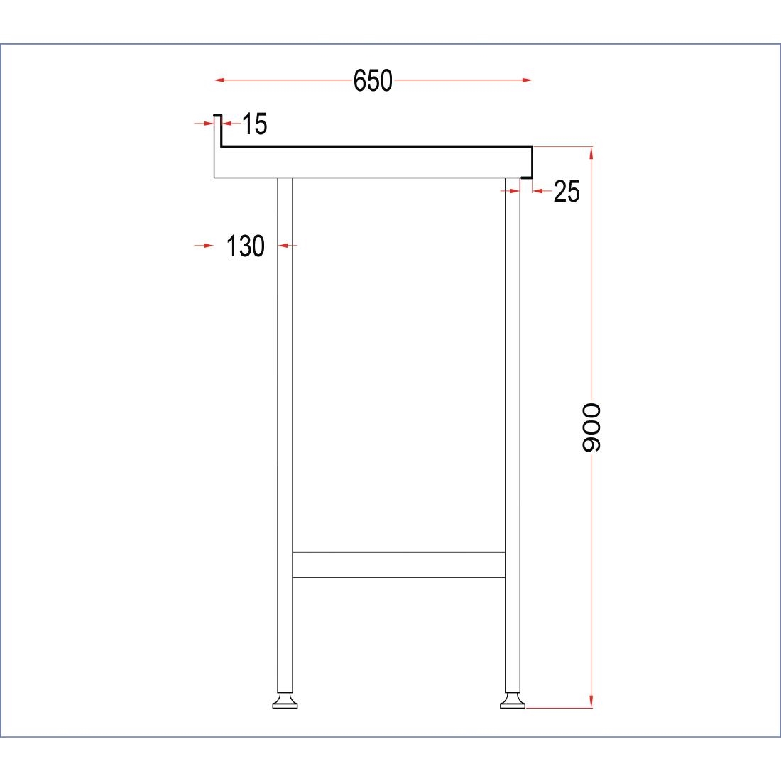 Holmes Stainless Steel Wall Table with Upstand 1500mm