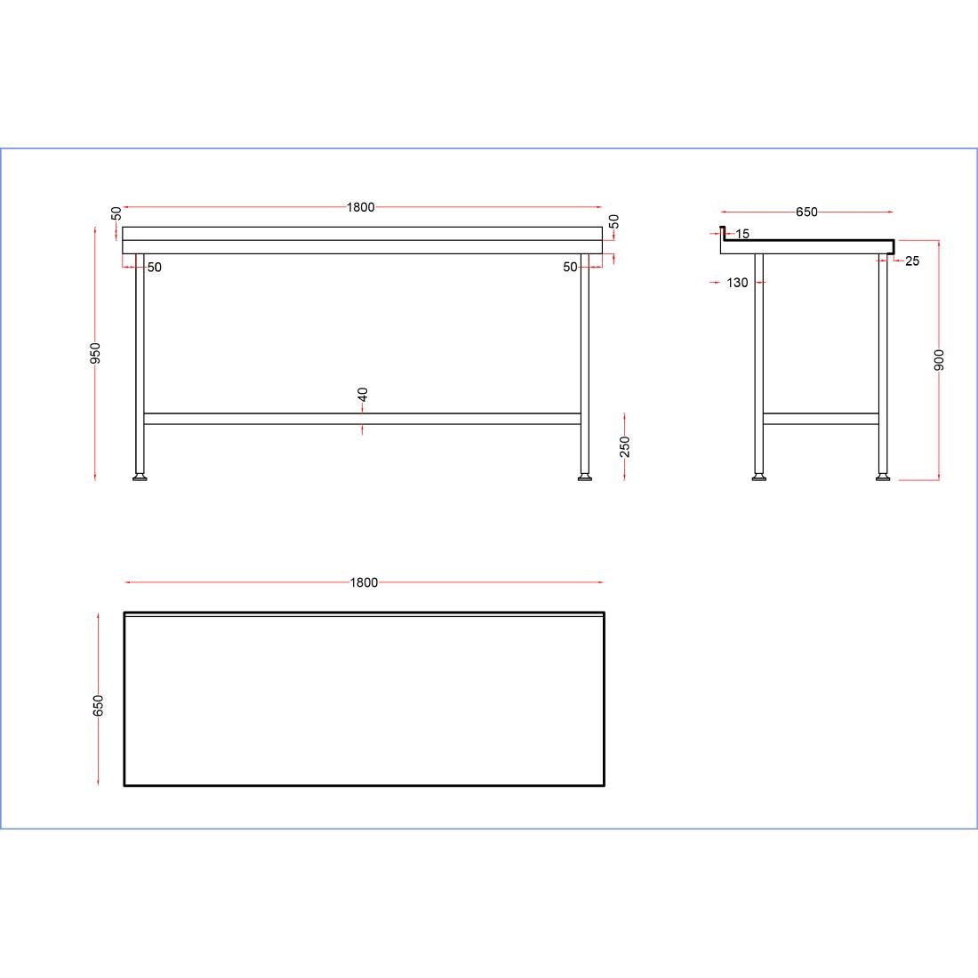 Holmes Stainless Steel Centre Table 1800mm