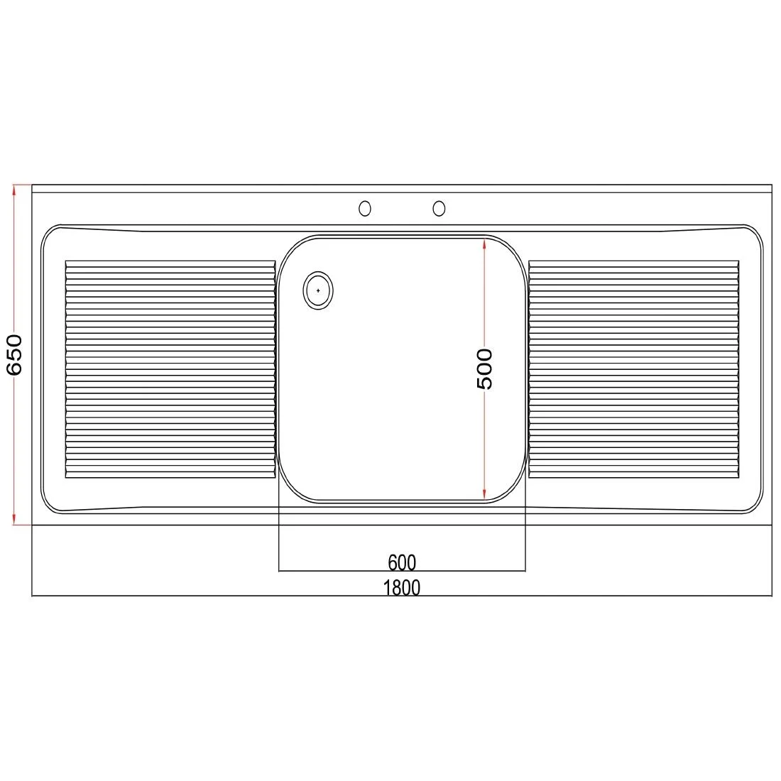 Vogue Stainless Steel Sink Double Drainer 1800mm - Image 2