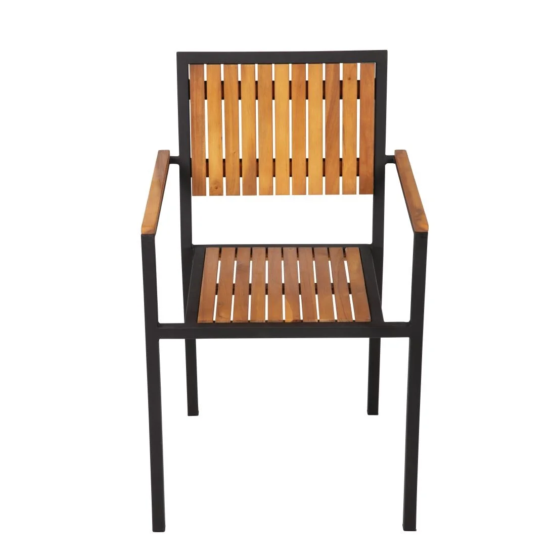 Bolero Steel & Acacia Armchair (Pack of 4) - Image 4