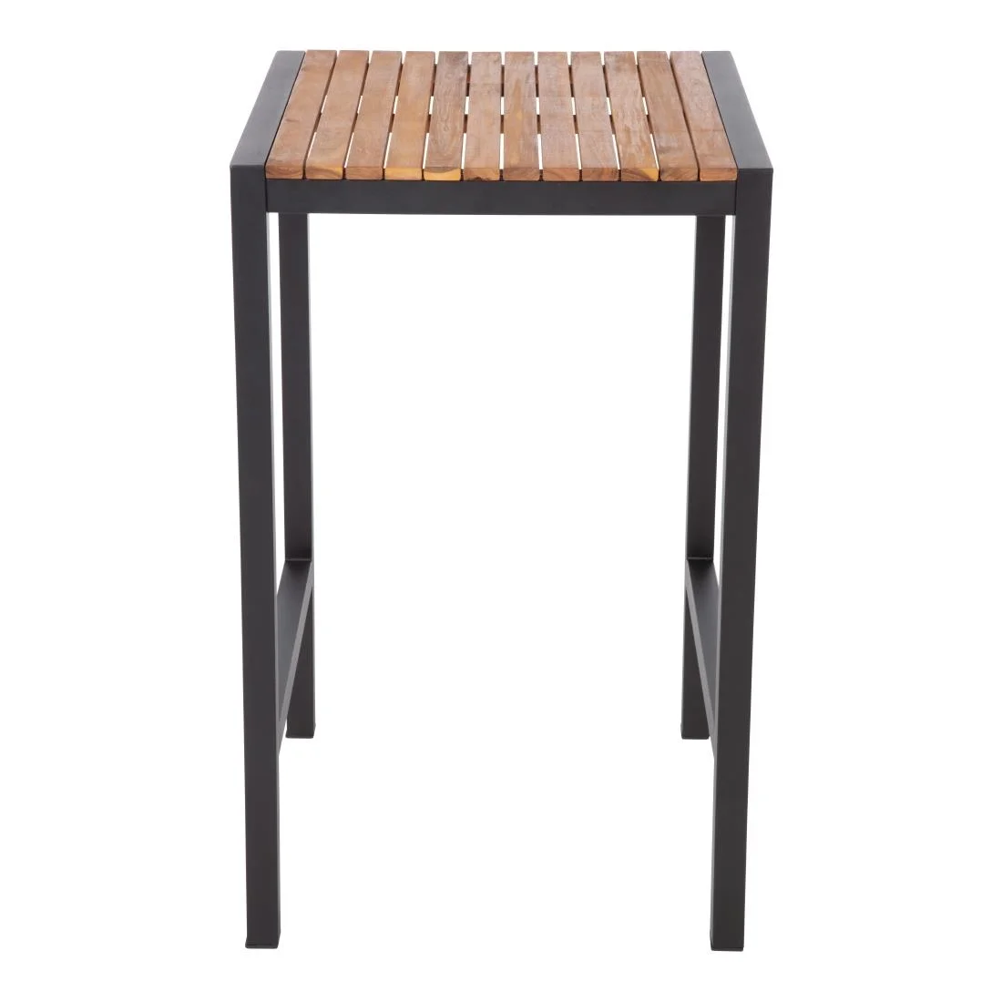 Bolero Square Steel and Acacia Bar Table 600mm