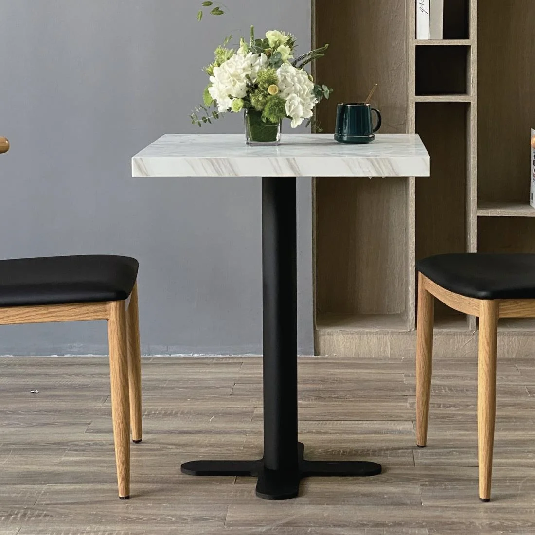 Bolero Pre-Drilled Square Table Top Marble Effect 700mm - Image 6