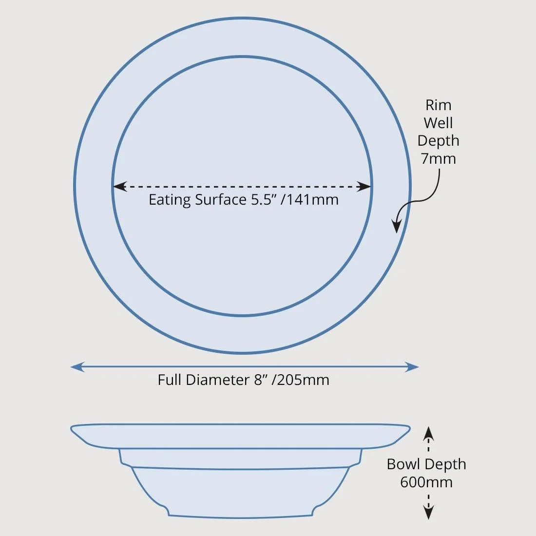 Olympia Heritage Raised Rim Bowls Blue 205mm (4 Pack) - Image 3