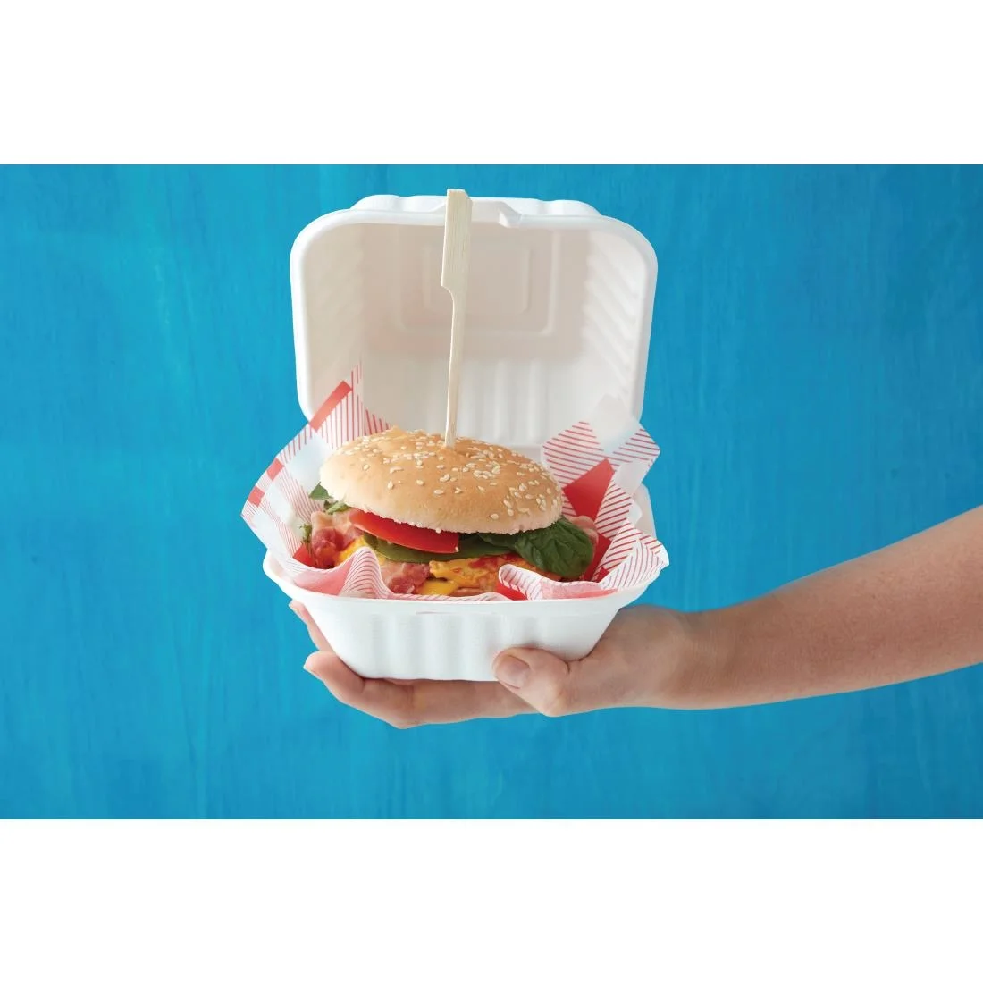 Fiesta Compostable Bagasse Burger Boxes with Side Ridges 152mm (Pack of 500) - Image 2