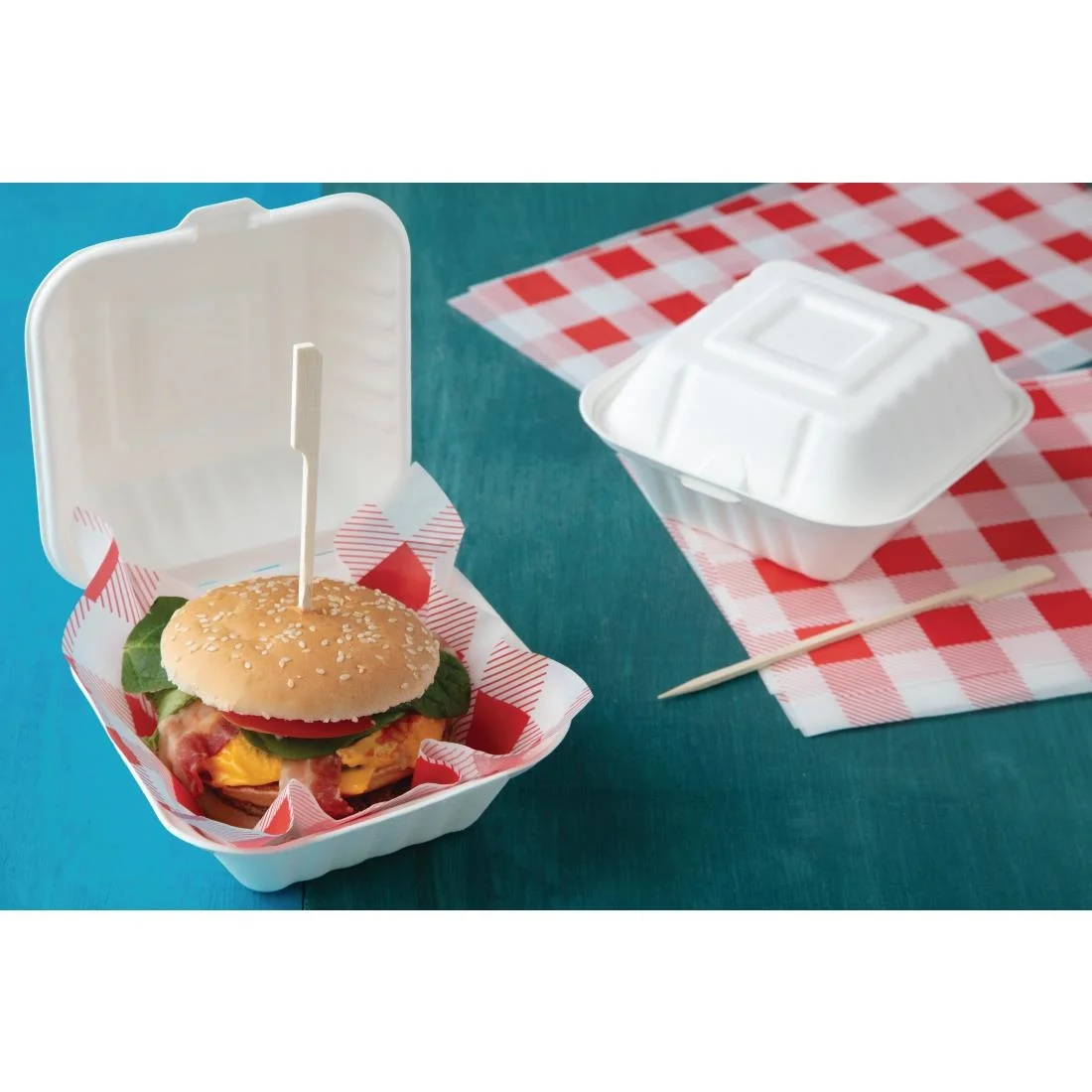 Fiesta Compostable Bagasse Burger Boxes with Side Ridges 152mm (Pack of 500) - Image 3
