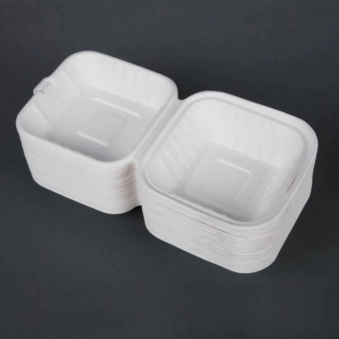 Fiesta Compostable Bagasse Burger Boxes with Side Ridges 152mm (Pack of 500) - Image 5