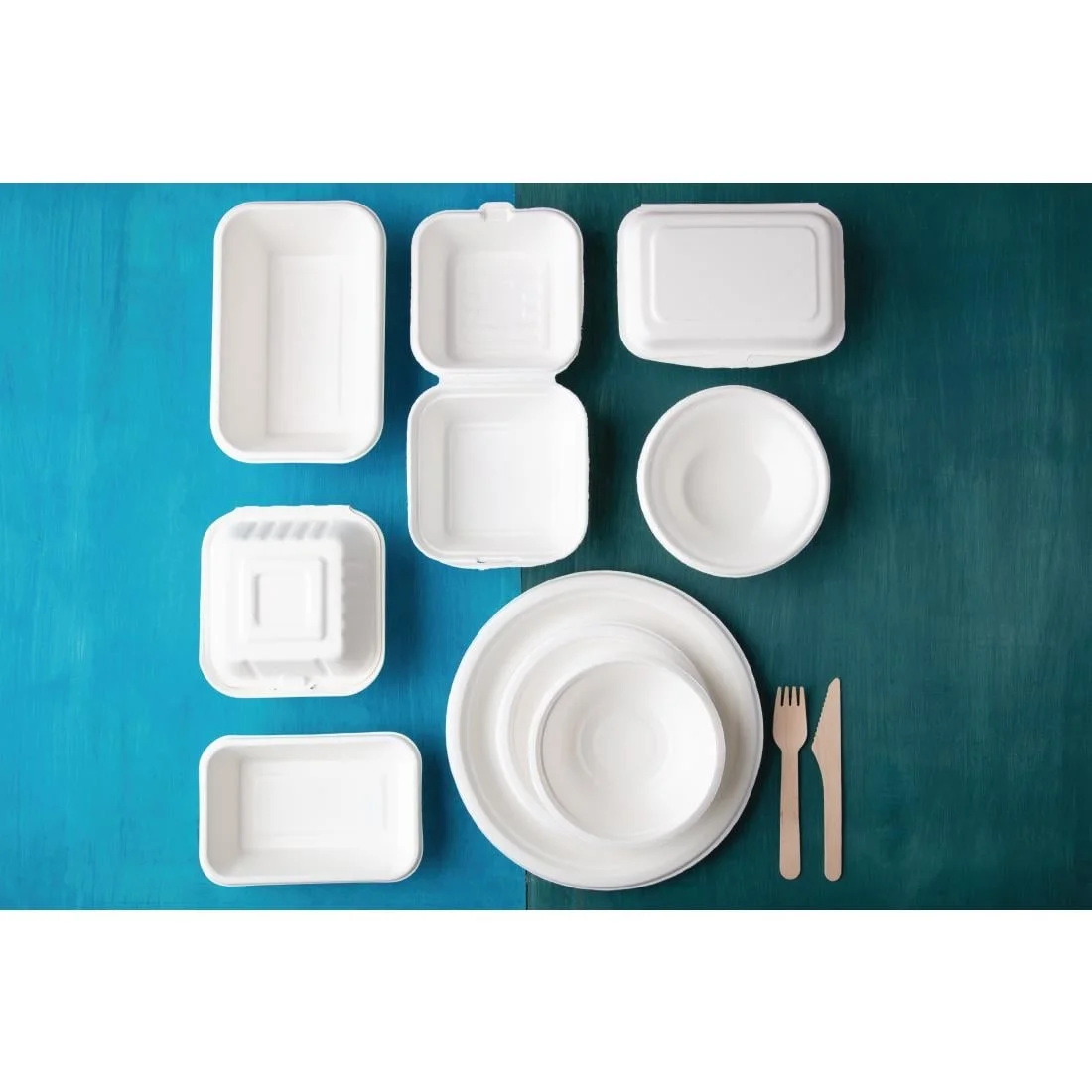 Fiesta Compostable Bagasse Burger Boxes with Bottom Ridges 153mm (Pack of 500) - Image 2