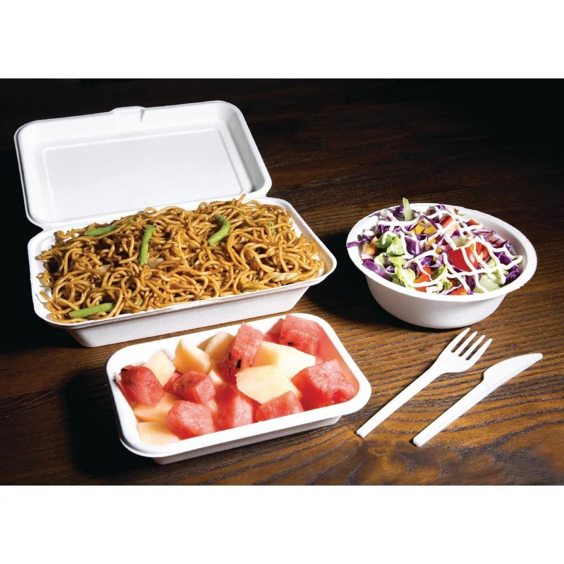 Fiesta Compostable Bagasse Hinged Food Containers 248mm - Image 3