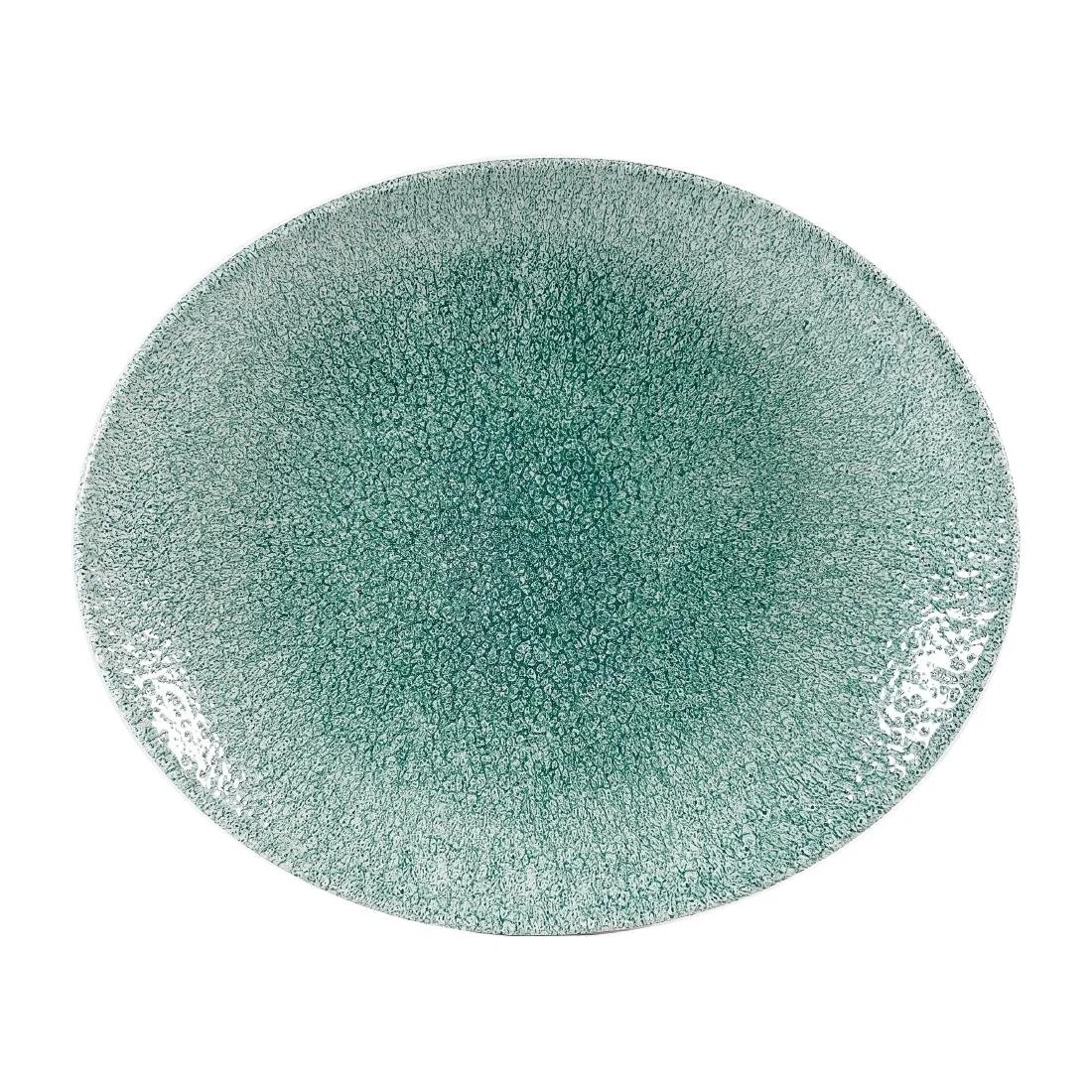 Churchill Studio Prints Raku Oval Coupe Plates Jade Green 317mm (12 Pack)