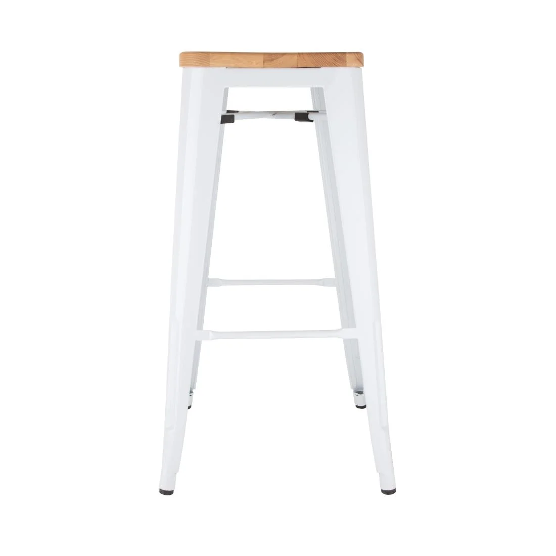 Bolero Bistro High Stools with Wooden Seatpad White (Pack of 4) - Image 3