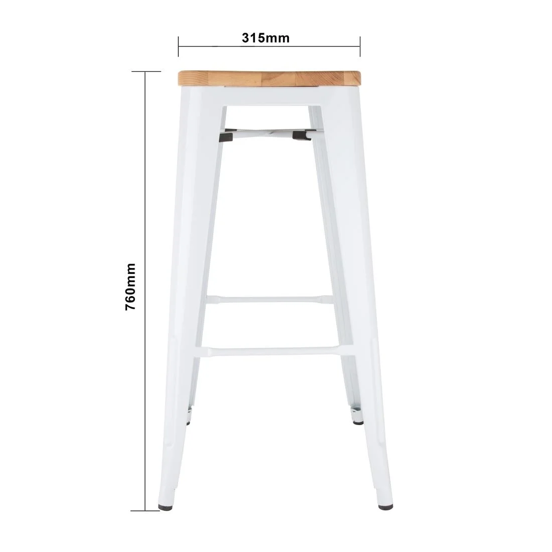 Bolero Bistro High Stools with Wooden Seatpad White (Pack of 4) - Image 7